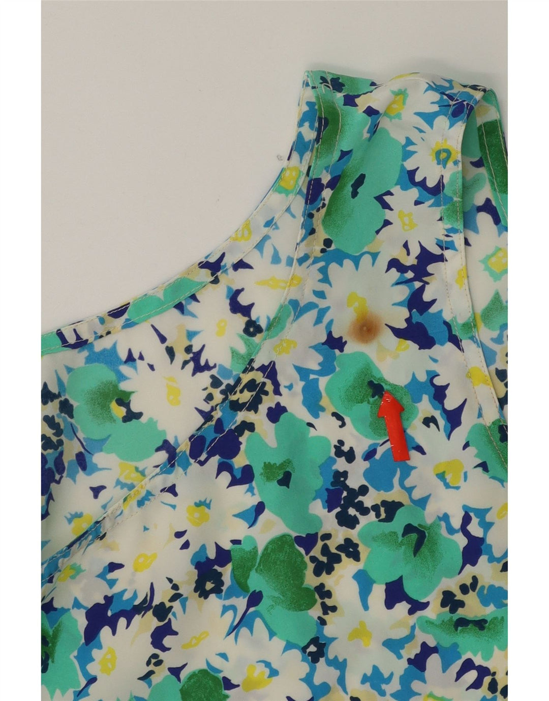VINTAGE Womens Sleeveless Blouse Top UK 14 Medium Blue Floral Vintage Vintage and Second-Hand Vintage from Messina Hembry 