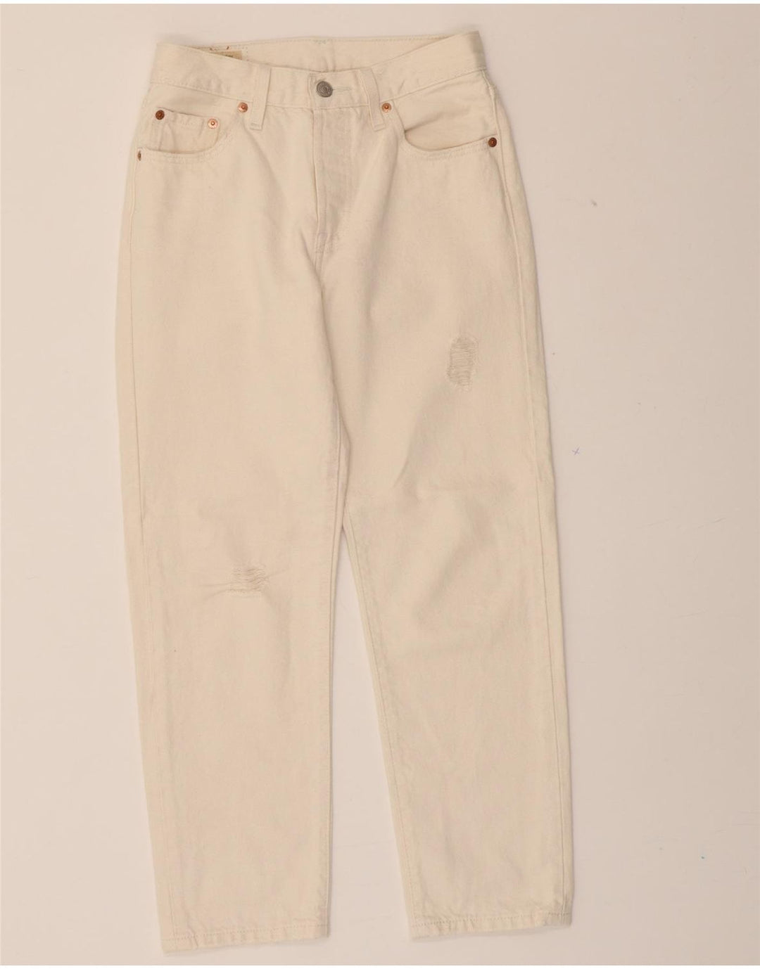 LEVI'S Womens 501 Distressed Straight Jeans W25 L26 White Vintage Levi's and Second-Hand Levi's from Messina Hembry 