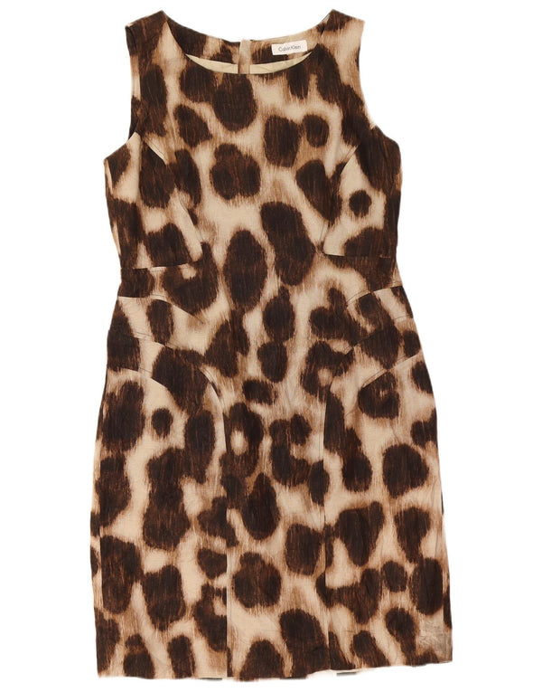 Γυναικείο αμάνικο φόρεμα Calvin Klein UK 12 μεσαίου καφέ Animal print