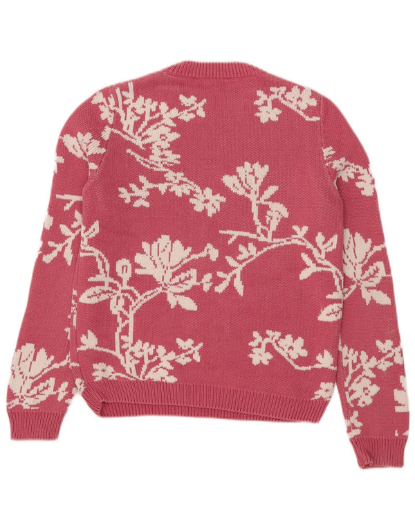 Marks & Spencer Γυναικείο πουλόβερ με λαιμόκοψη UK 8 Small Pink Butterfly