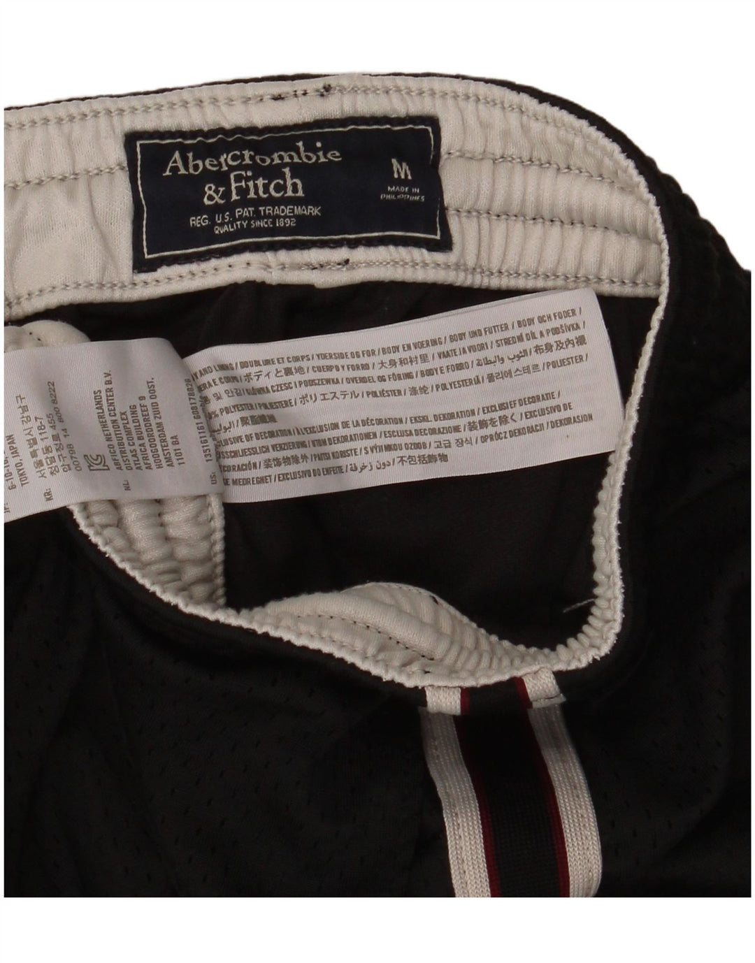 Ανδρικό γραφικό αθλητικό σορτς Abercrombie & Fitch, μεσαίο μαύρο πολυεστέρα