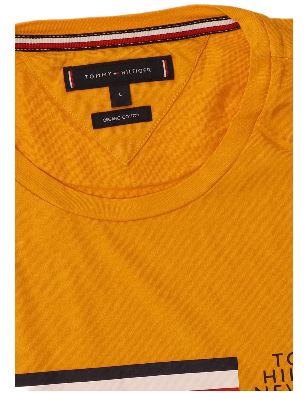 Tommy Hilfiger Ανδρικό γραφικό T-Shirt Top μεγάλο κίτρινο βαμβακερό