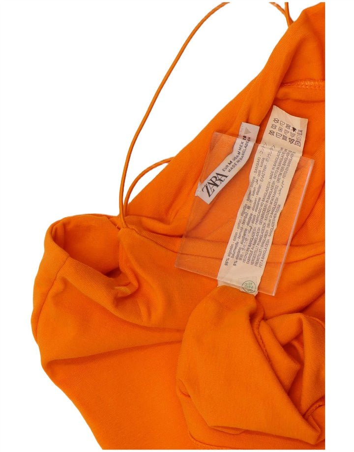 Zara Γυναικείο Slip Dress UK 12 Βαμβακερό μεσαίο πορτοκαλί