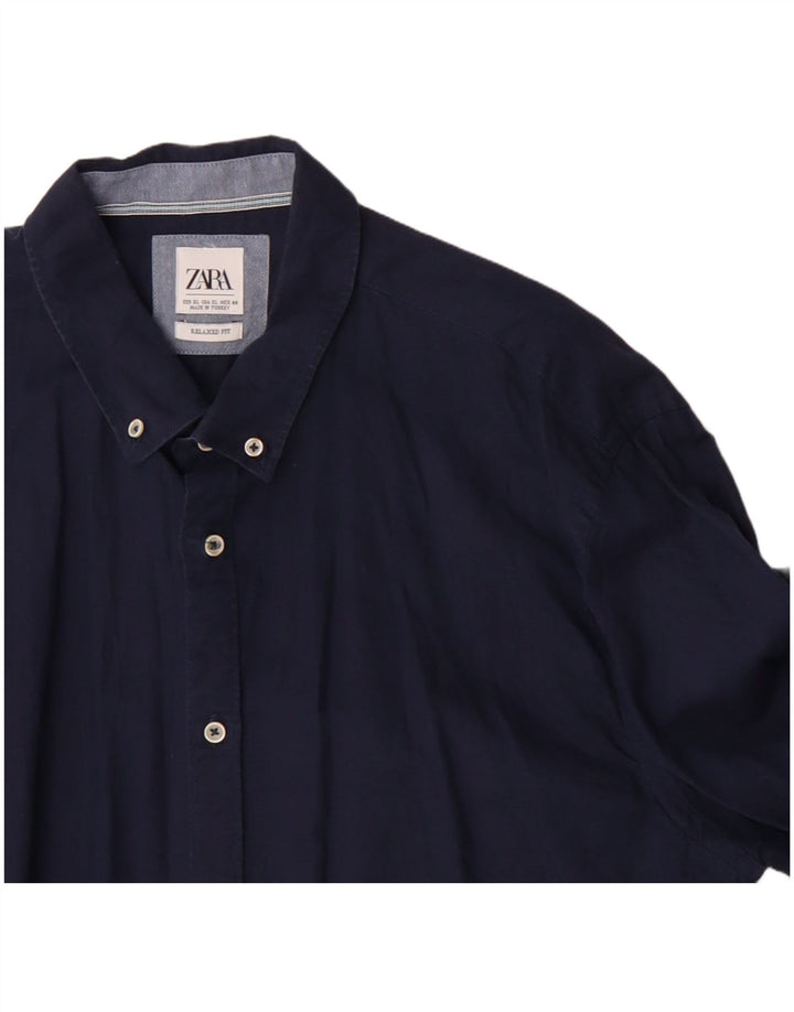 Ανδρικό πουκάμισο ZARA με χαλαρή εφαρμογή XL Navy Blue