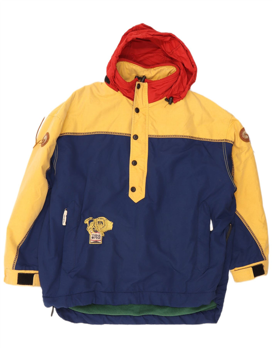 Think Pink Mens Loose Fit Graphic Anorak Jacket UK 40 Large Navy Blue