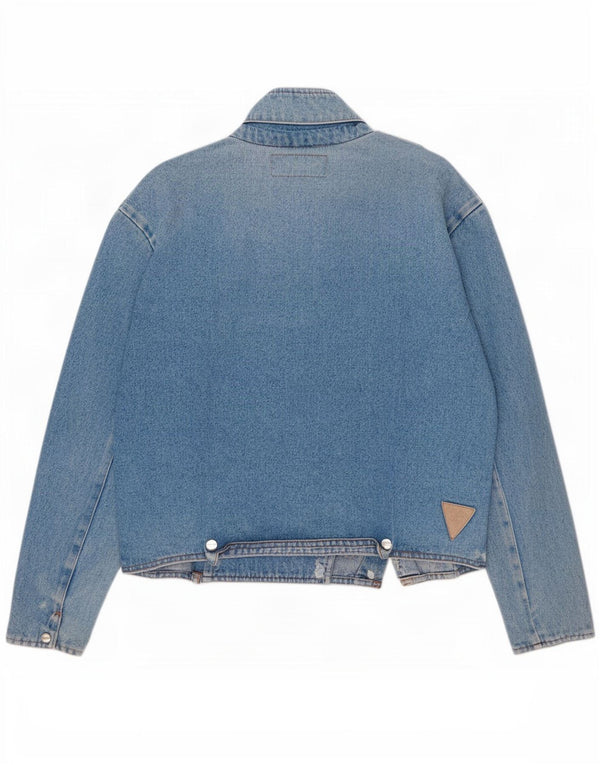 Vintage Womens Military Denim Jacket IT 46 Large Blue Cotton