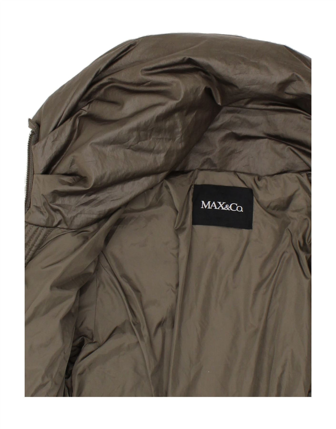 MAX & CO. Womens Hooded Padded Coat UK 10 Small Khaki Polyester Vintage Max & Co. and Second-Hand Max & Co. from Messina Hembry 