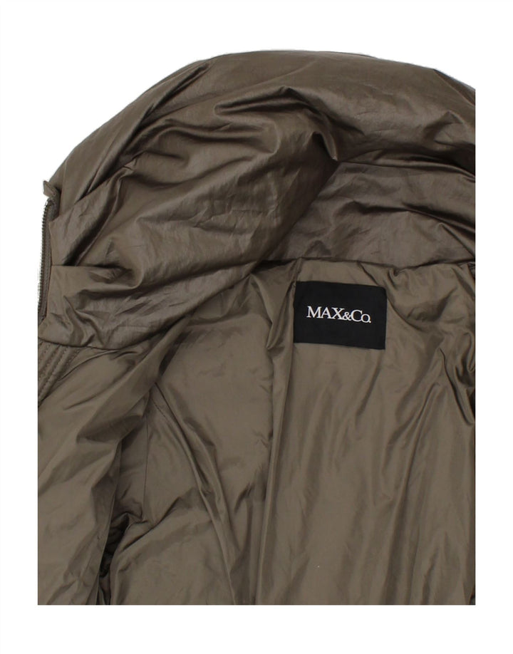 MAX & CO. Womens Hooded Padded Coat UK 10 Small Khaki Polyester Vintage Max & Co. and Second-Hand Max & Co. from Messina Hembry 