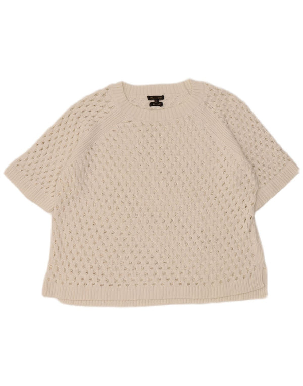 Massimo Dutti Γυναικείο κοντομάνικο πουλόβερ με λαιμόκαυστο UK 16 Large Whit