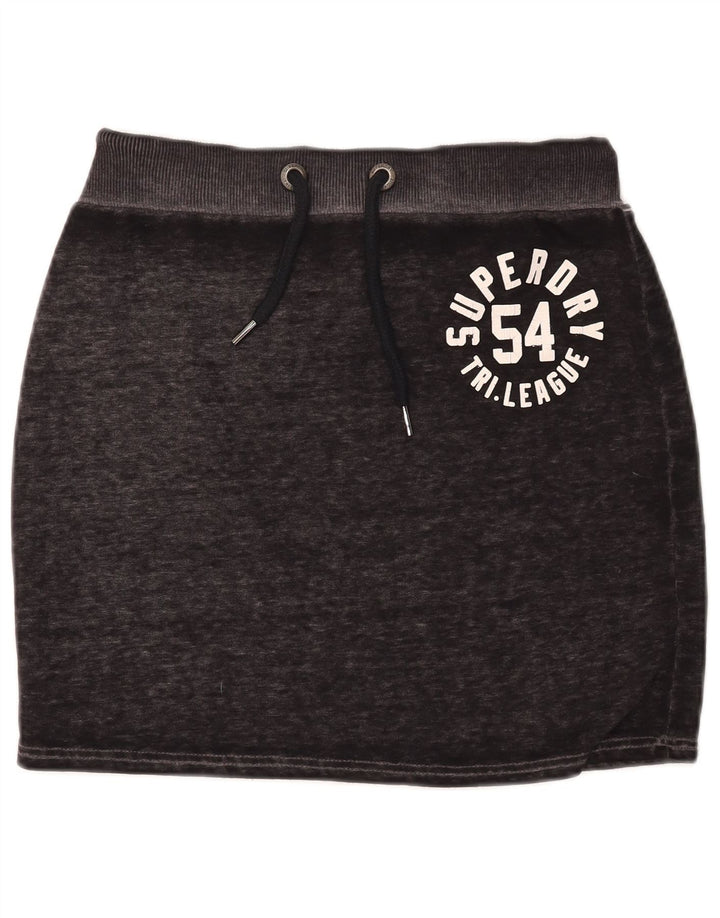 Γυναικεία γραφική μίνι φούστα Superdry, μεσαία W30, βαμβακερή μαύρη