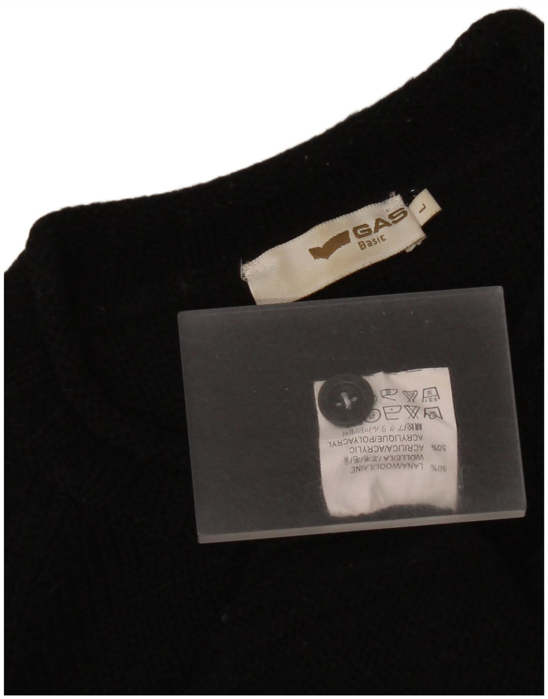 Πουλόβερ Gas Mens Crew Neck Jumper Μαύρο μεγάλο μάλλινο