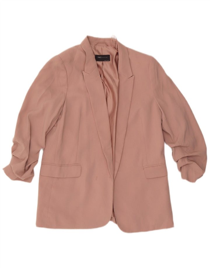 Marks & Spencer Γυναικείο Open Blazer Jacket UK 12 Medium Pink Polyester