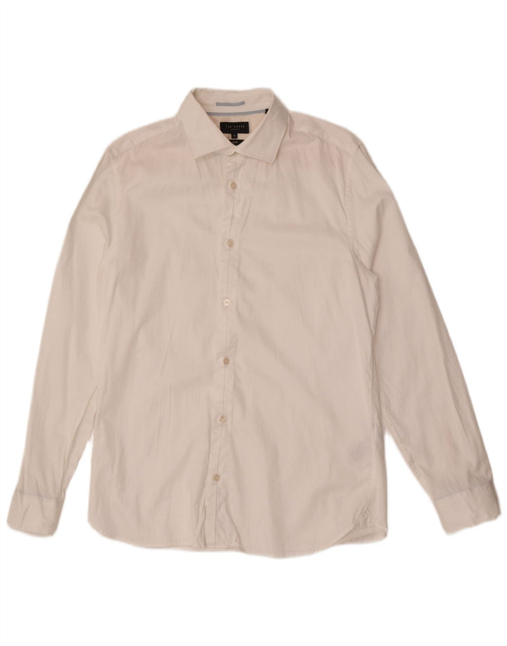 Ted Baker Ανδρικό πουκάμισο Slim Fit Μέγεθος 4 Μεγάλο λευκό βαμβακερό