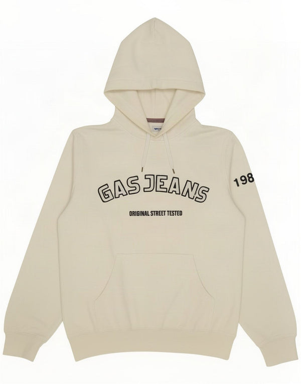 Gas Mens Graphic Hoodie Jumper XL White Cotton