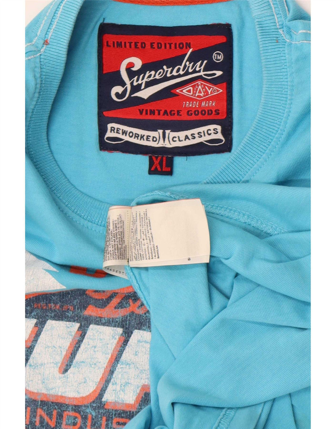 Ανδρικό T-Shirt κανονικό γραφικό Superdry Top XL Μπλε βαμβακερό