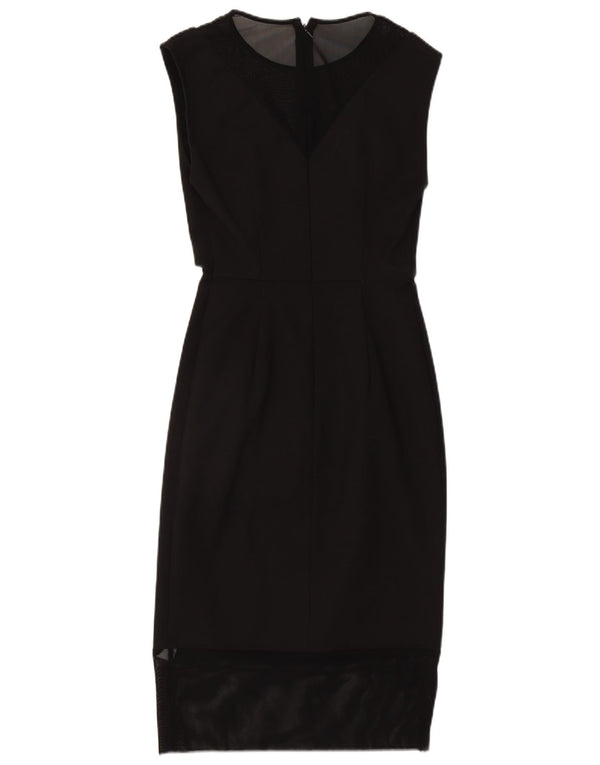 French Connection Womens Sleeveless Sheath Dress UK 10 Small Black Cotton