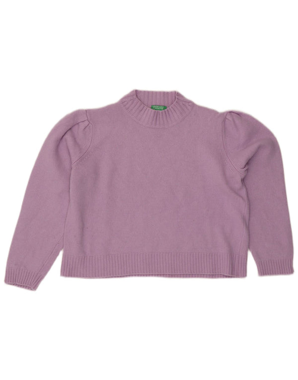 Γυναικείο πουλόβερ Benetton Crop Turtle Neck Jumper UK 14 Large Purple