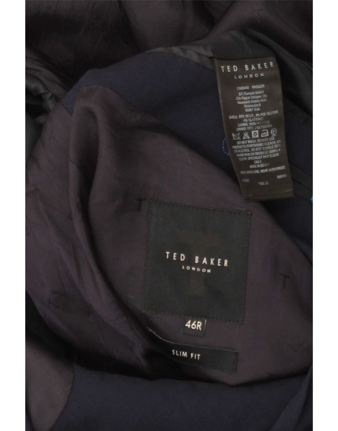 Ted Baker Ανδρικό σακάκι μπλέιζερ με 2 κουμπιά μπουφάν UK 46 3XL Navy Blue Wool