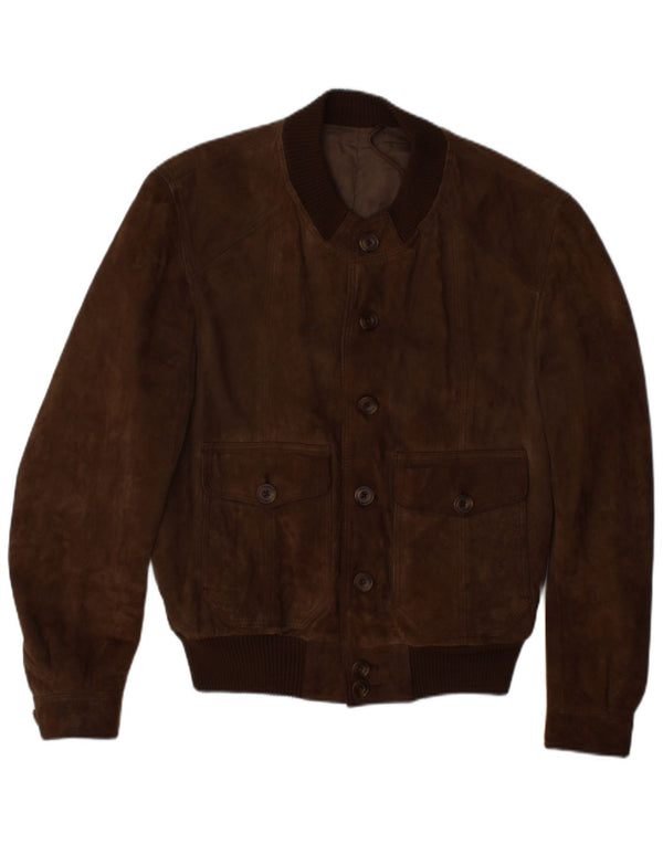 VINTAGE Ανδρικό Suede Bomber Jacket IT 44 XS Καφέ