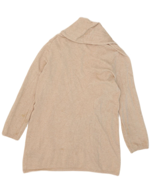 Zara Γυναικείο Longline ανοιχτό πουλόβερ ζακέτα UK 18 XL μπεζ βισκόζη