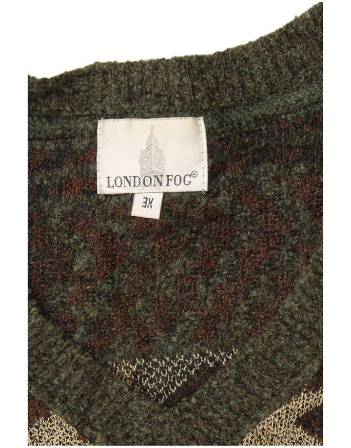 LONDON FOG Ανδρικό πουλόβερ με λαιμόκοψη 3XL Khaki Fair Isle