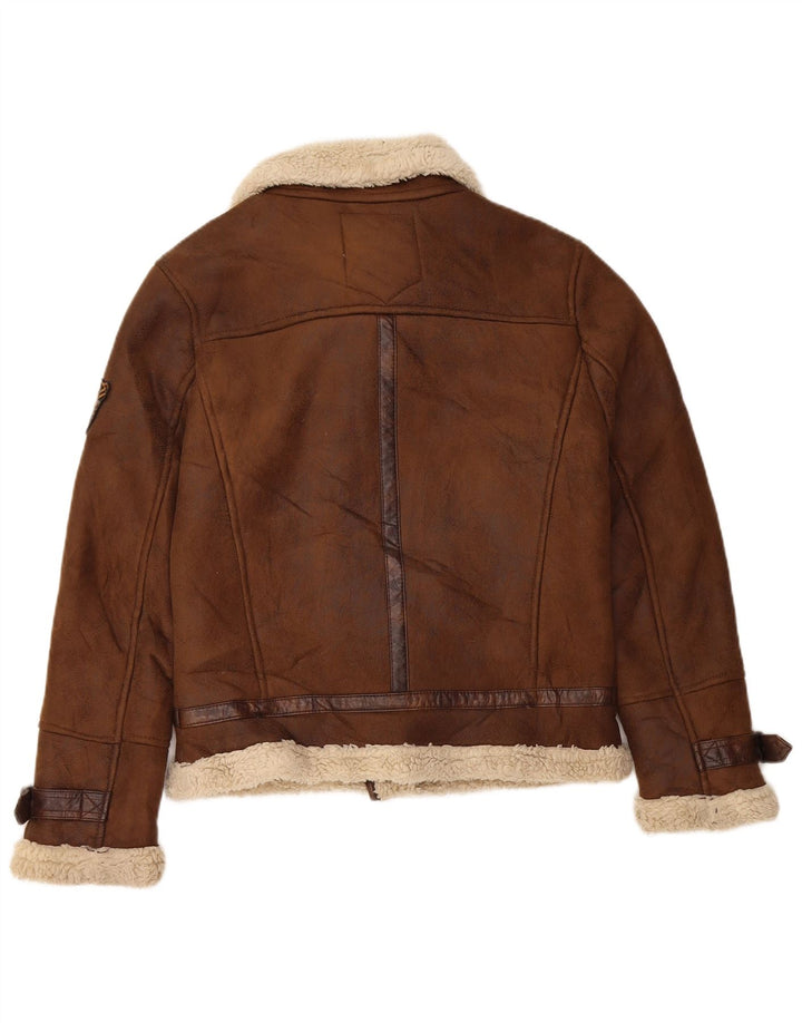 AERONAUTICA MILITARE Ανδρικό μπουφάν Sherpa Flight UK 36 Small Brown Polyester