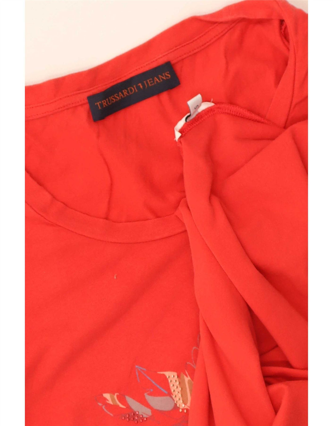 Γυναικείο γραφικό T-Shirt Trussardi Top UK 10 Small Red