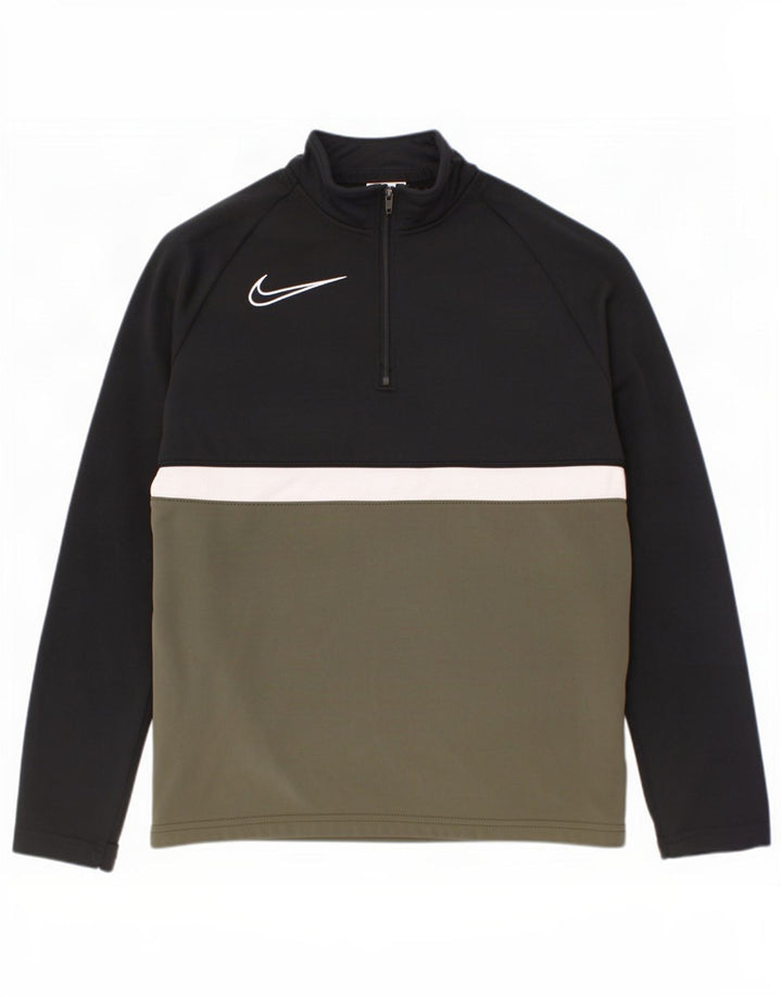 Nike Boys Dri Fit πουλόβερ αθλητική φόρμα 8-9 ετών Small Khaki Colourblock