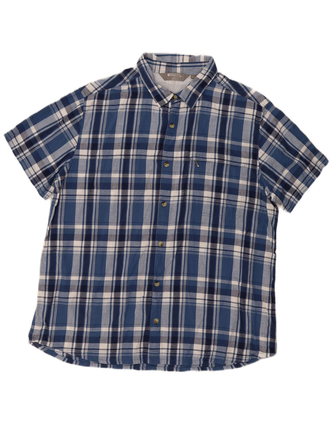 MOUNTAIN WAREHOUSE Mens Big & Tall Short Sleeve Shirt 2XL Blue Check