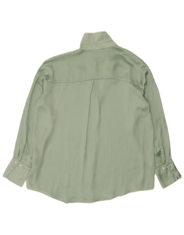 Zara Γυναικείο πουκάμισο Oversized Μπλούζα UK 14 Medium Green Polyester