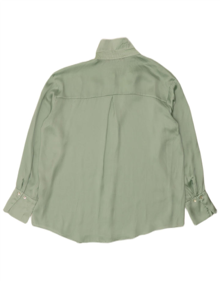 Zara Γυναικείο πουκάμισο Oversized Μπλούζα UK 14 Medium Green Polyester