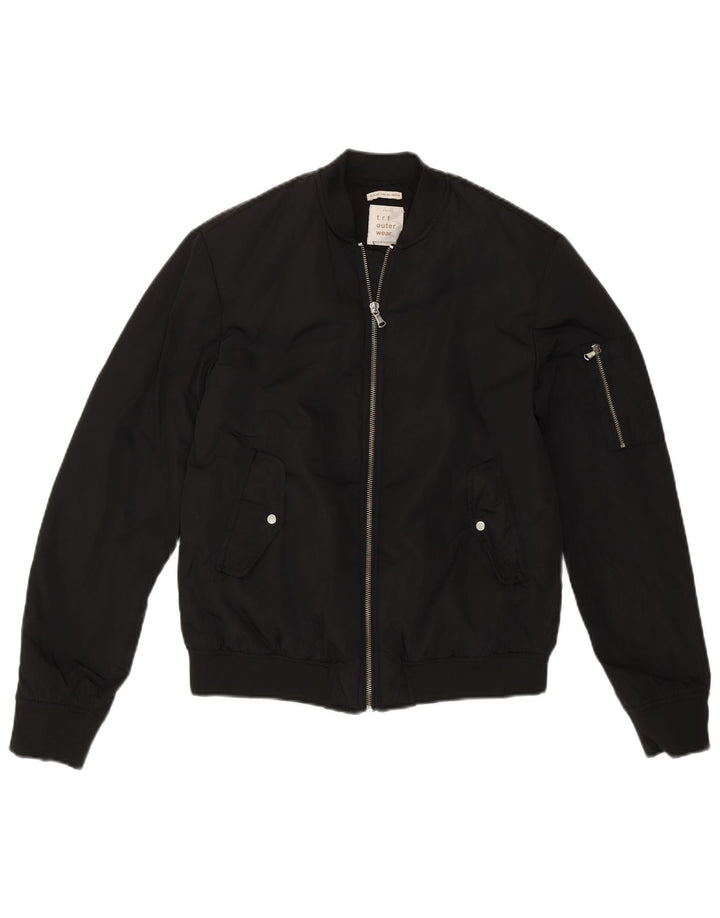 Zara Γυναικείο Loose Fit Bomber Jacket UK 4 XS Μαύρο Πολυεστέρα Μοντέρνο