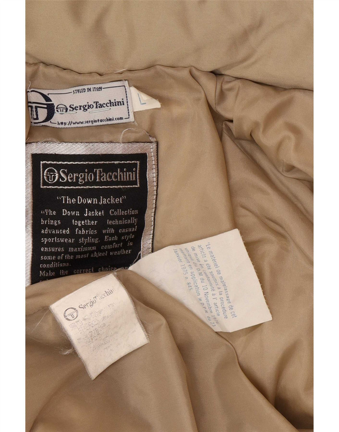 Sergio Tacchini Ανδρικό παλτό με κουκούλα UK 40 Large Beige Polyester