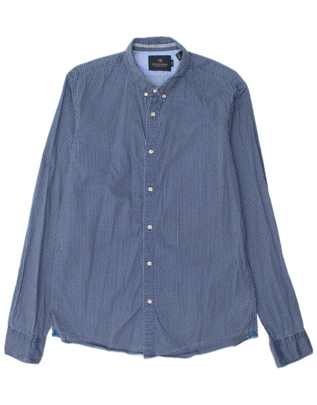 Ανδρικό πουκάμισο Scotch & Soda Slim μεγάλο μπλε γεωμετρικό βαμβακερό