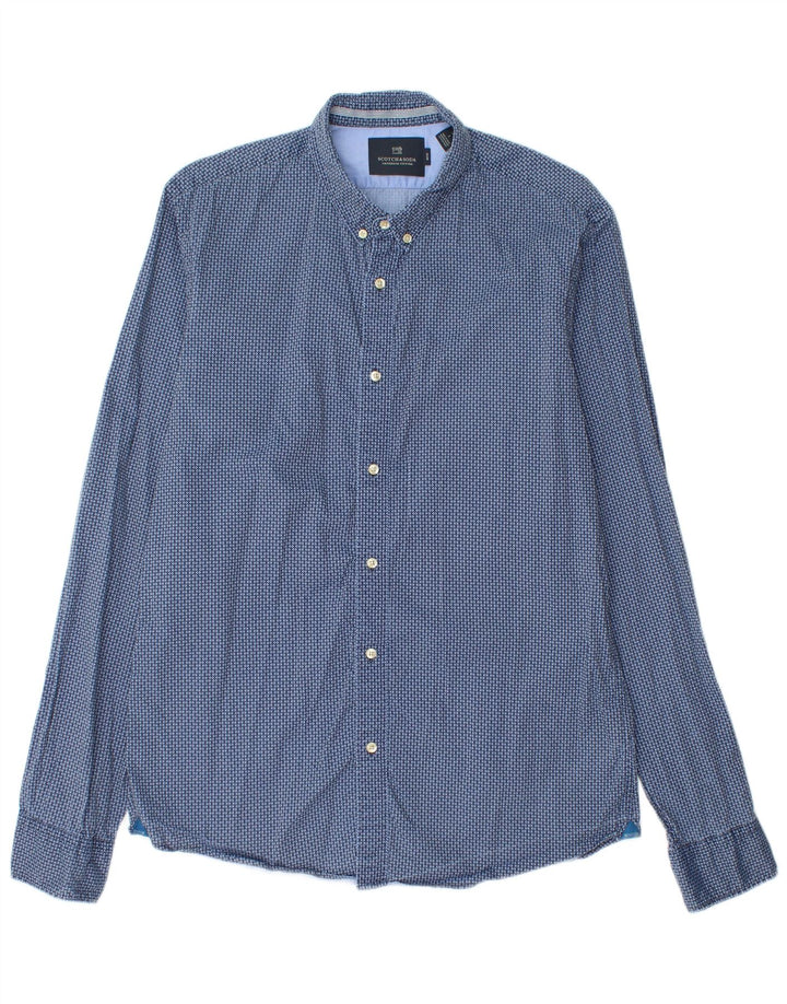 Ανδρικό πουκάμισο Scotch & Soda Slim μεγάλο μπλε γεωμετρικό βαμβακερό