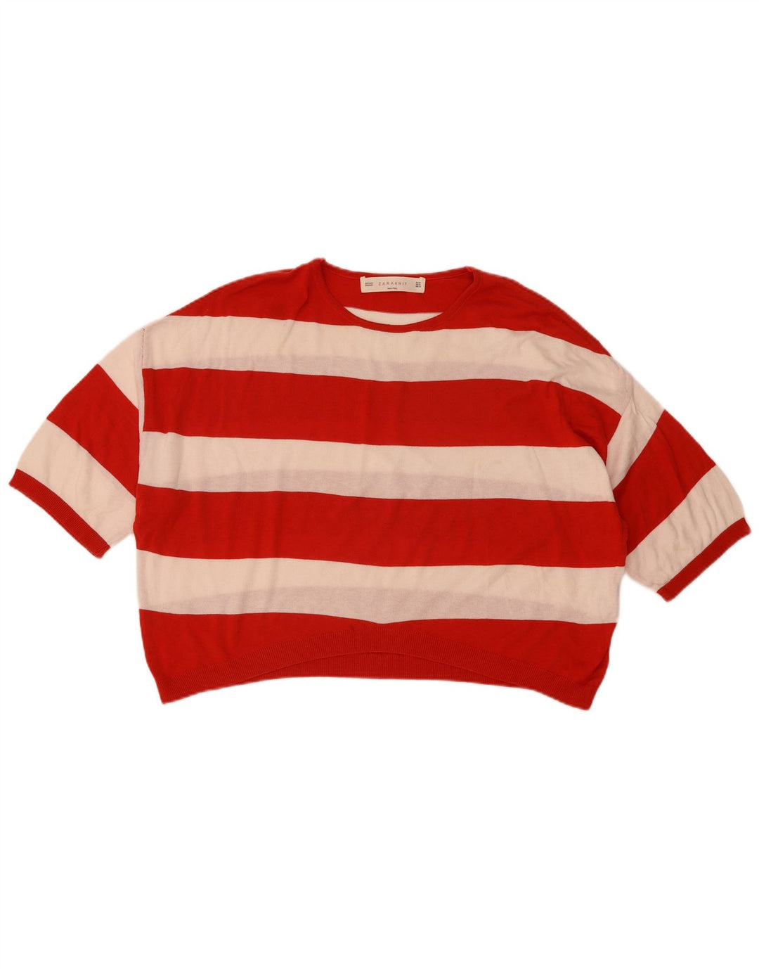 Zara Γυναικείο πουλόβερ υπερμεγέθη Crop Crew Neck Jumper UK 14 Medium Red