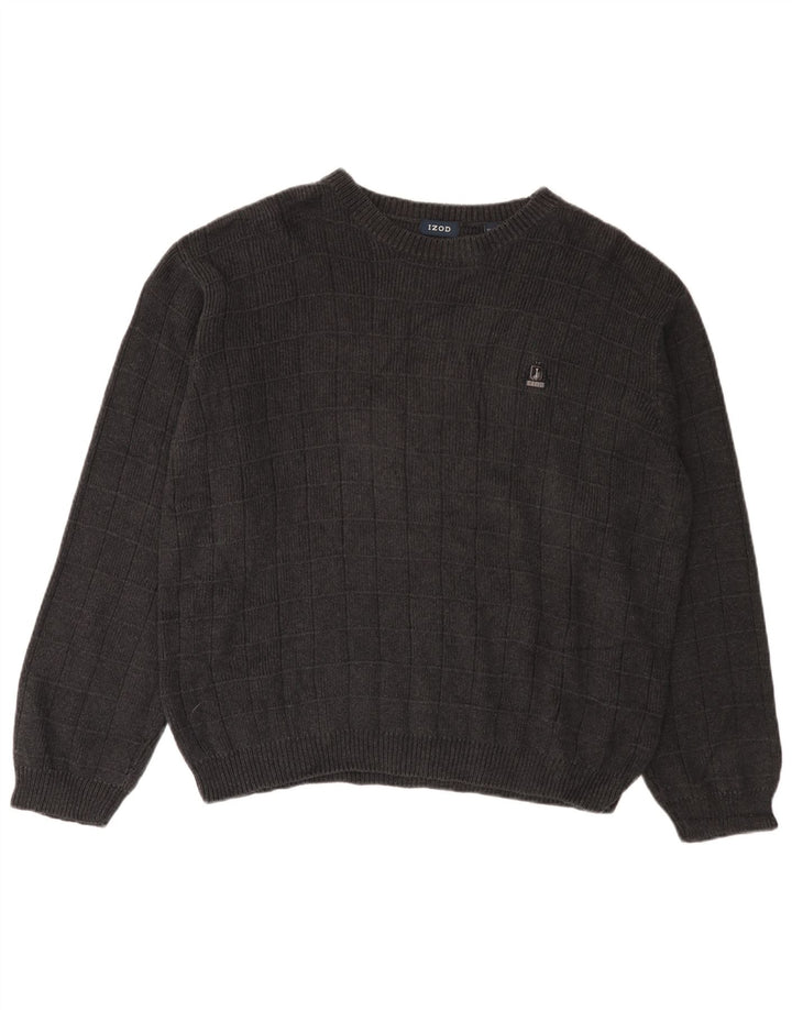 IZOD Ανδρικό πουλόβερ με λαιμόκαυστο βαμβακερό γκρι μεγάλο