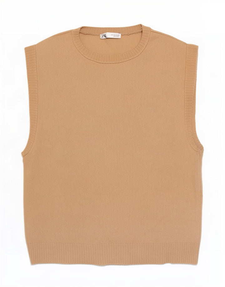 Zara ανδρικό γιλέκο Tank Top Μεσαία Μπεζ βισκόζη