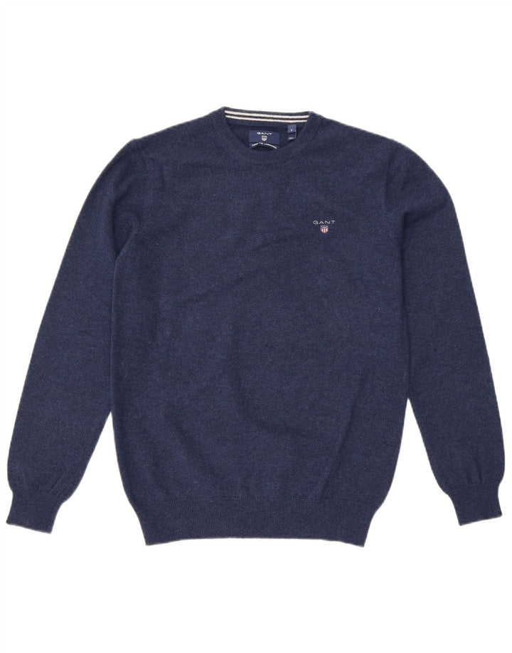 Ανδρικό πουλόβερ με λαιμόκοψη Gant Small Navy Blue Wool