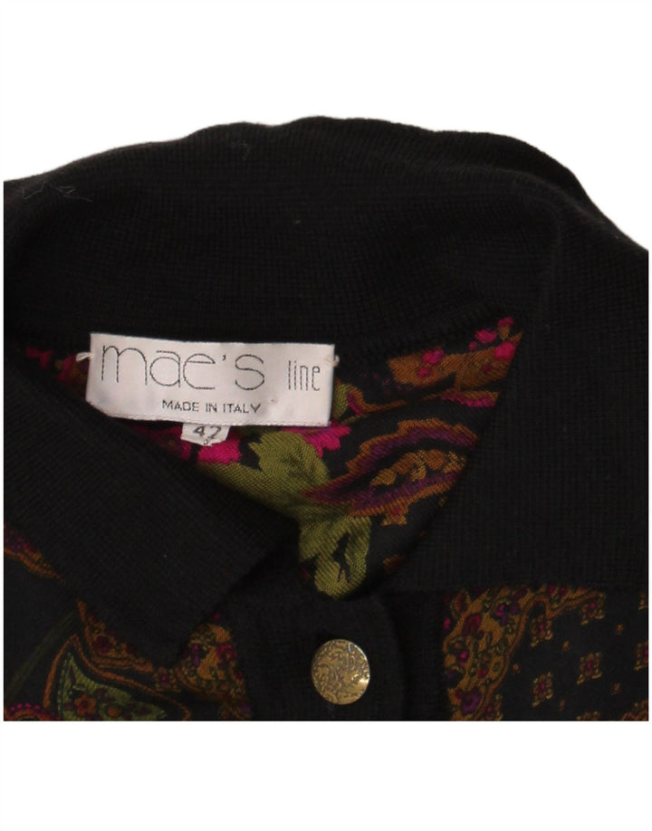 Vintage Γυναικείο Πουκάμισο Μπλούζα IT 42 Μεσαίο Μαύρο Λινό Λινό