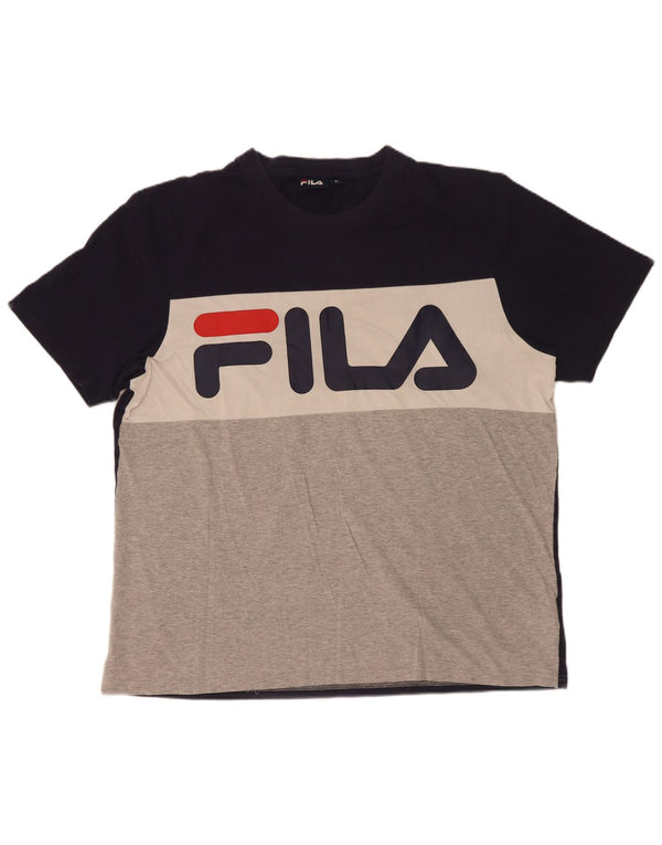 Ανδρικό γραφικό T-Shirt Fila Top XL Πολύχρωμο Colourblock Βαμβακερό