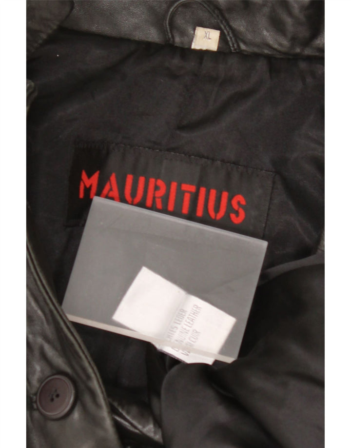 Γυναικείο δερμάτινο μπουφάν UK 18 XL Μαύρο Δερμάτινο με 3 κουμπιά MAURITIUS