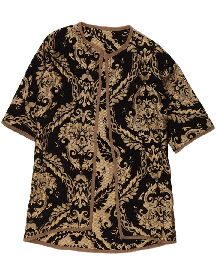 Vintage Γυναικείο πουλόβερ Longline Cardigan UK 14 Medium Black Paisley