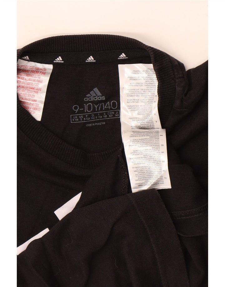 Γραφικό T-Shirt Adidas Boys Top 9-10 ετών μαύρο βαμβακερό