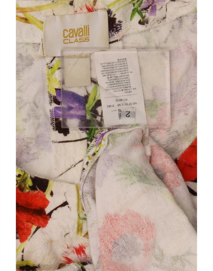 JUST CAVALLI Γυναικείο Φόρεμα Shift Size 2 Small White Floral Βαμβακερό