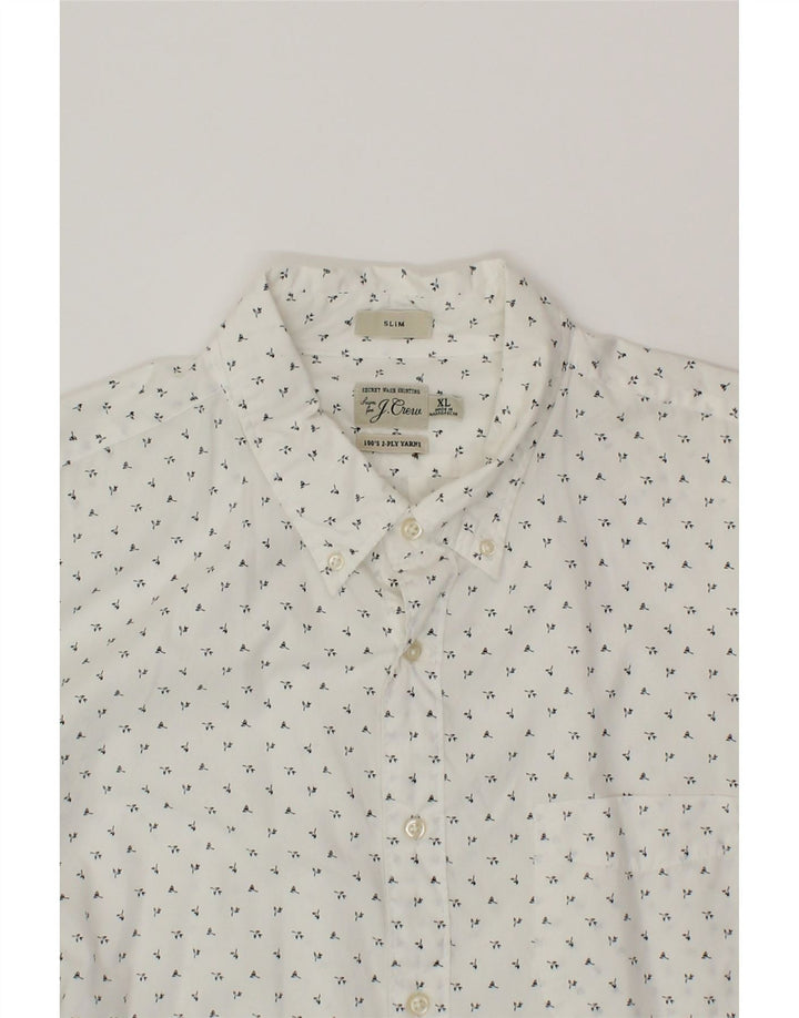 J. CREW Mens Slim Shirt XL White Floral Cotton Vintage J. Crew and Second-Hand J. Crew from Messina Hembry 