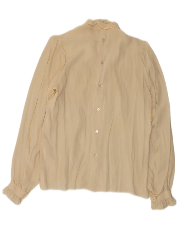 Vintage γυναικείο πουκάμισο μπλούζα UK 12 Medium Off White