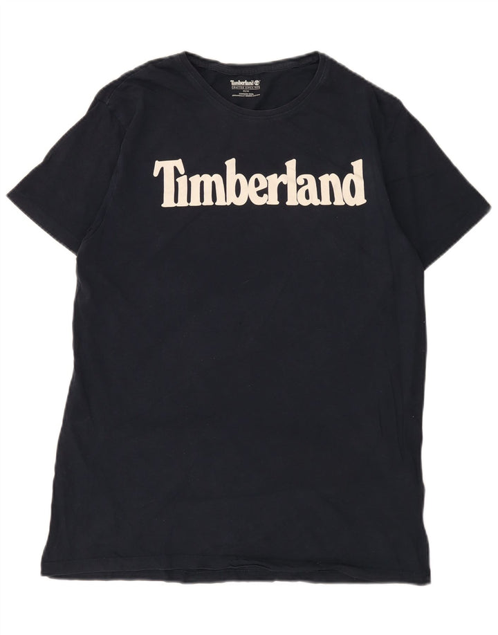 Ανδρικό γραφικό T-Shirt Timberland Top από μεσαίο ναυτικό μπλε βαμβακερό