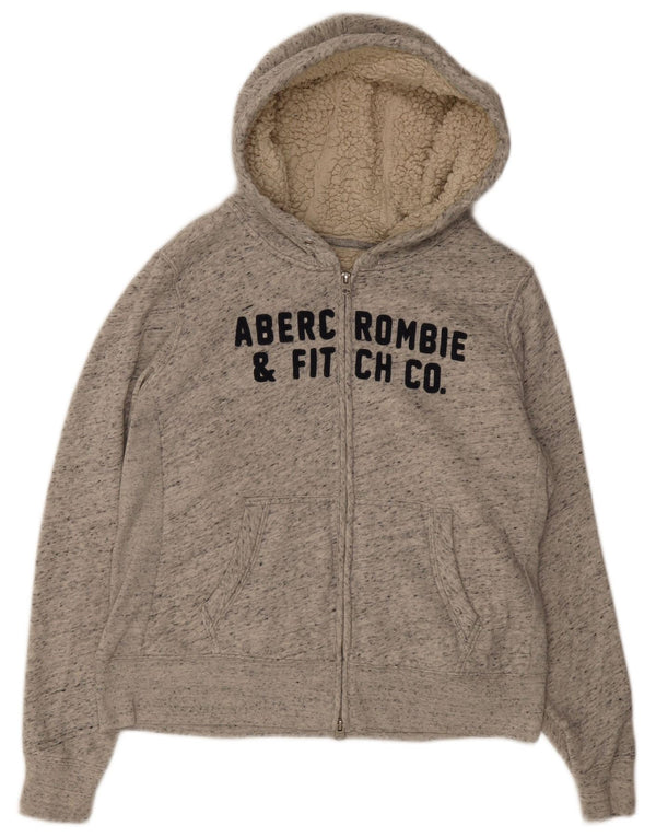 Abercrombie & Fitch Γυναικείο πουλόβερ Sherpa Zip Hoodie UK 16 Large Grey