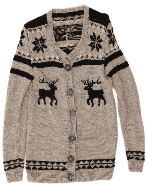 Vintage γυναικεία ζακέτα πουλόβερ UK 12 Medium Grey Fair Isle